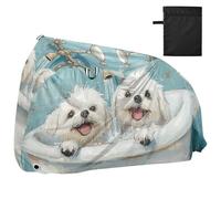 Cute Maltese Dogs Vintage Bathtub Waterproof Bike Cover with Lock Holes Anti Dust Rain Snow UV Storage Electric Bike Cover Fits for Most funda para bicicleta electrica