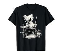 Cute Maltese Playing Drums Funny Music Dog Drummer Graphic Value Graphic T-Shirt, Men, Black, XL