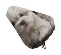 Cute Maltese Puppy Bike Seat Cover for Men Women Water Repellent Exercise Bike Seat Cushion Adjustable Bicycle Seat for Outdoor Biking