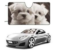 Cute Maltese Puppy Car Windshield Sun Shade Keep Car Interior Cool 51"x28" Folding Front Window Sun Shade, Heat Shield for SUV, Truck, Blocks UV