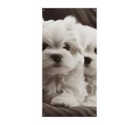 Cute Maltese Puppy Door Cover Spring Summer Hanging Flag Porch Sign Outdoor Seasonal Holiday Yard Decor for Front Door and Porch