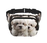 Cute Maltese Puppy Fanny Pack For Women Waterproof Adjustable Belt Bags Waist Pack Fashion Casual Crossbody Bags Bum Bag For Running Workout Hiking Traveling, Black, One Size