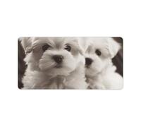 Cute Maltese Puppy Keyboard Mat Large Gaming Mouse Pad, Anti-Slip Desk Mat for Desktop Desk Work/Home Writing Mat 11.8 * 23.6 Inches