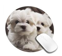 Cute Maltese Puppy Mouse Pad Waterproof Gaming Mousepad with Non-Slip Rubber Base Round Computer Mouse Mat for Office Latop Mousepads Washable Cloth Desk Pad 8 x 8 in