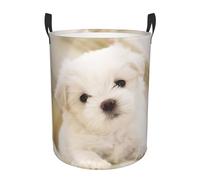 Cute Maltese Puppy Print Laundry Hamper Basket Tall Laundry Basket, Hamper For Blanket Storage For Bedroom