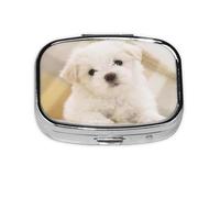 Cute Maltese Puppy Printed,Meta Pill Box 2 Compartment Medicine Case,Portable Organizer,Rectangle Meta Portable Organizer Pill Box 1577 Compartment Medicine Case