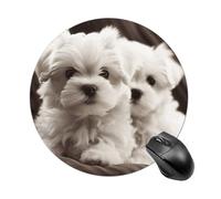 Cute Maltese Puppy Round Mouse Pad Smooth Glide Gaming Mousepad Extra Density Portable Comfortable Mouse Mat for Desk, Home, Office 7.8x7.8 Inches