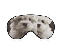 Cute Maltese Puppy Sleeping Mask, Light Blocking Eye Mask, Comfortable and Soft, Eye Cover with Elastic Band, Suitable for Men and Women, Suitable for Travel/Sleeping