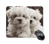 Cute Maltese Puppy Square Mouse Pad Portable Computer Mousepad with Non-Slip Rubber Base 25 * 30cm Ultra-Thin Gaming Mouse Mat for Computer Laptop Office Desk Accessories