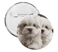 Cute Maltese Puppy Tinplate Badge Personalized Round Brooch Large Craft Button Suitable for Teachers, Nurses, Doctors, Staff, Party Gift Accessories, 20pcs, Plastic, plastics