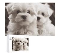 Cute Maltese Puppy Wooden Puzzles for Adults 1000 PCS Unique Shape Puzzles Wall Art Home Decor for Puzzle Lovers, Family, Friend Creative Gift Toys