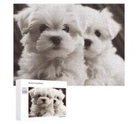 Cute Maltese Puppy Wooden Puzzles for Adults 500 PCS Unique Shape Puzzles Wall Art Home Decor for Puzzle Lovers, Family, Friend Creative Gift Toys