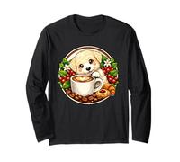 Cute Maltipoo Puppy Dog Cup Coffee + Cake in the Morning Long Sleeve T-Shirt