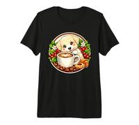 Cute Maltipoo Puppy Dog Cup Coffee + Cake in the Morning Premium T-Shirt