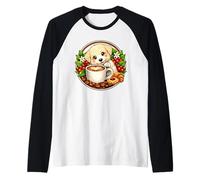 Cute Maltipoo Puppy Dog Cup Coffee + Cake in the Morning Raglan Baseball Tee
