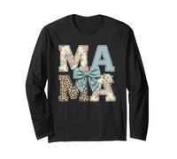 Cute Mama Floral Polka Dot Leopard Print Design Long Sleeve T-Shirt