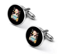 Cute Mama Goose Men’s Classic Cufflinks Jewelry Accessories for Suit Shirts Husband Anniversary Birthday Gift 2.0cm