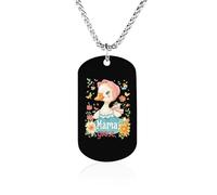 Cute Mama Goose Personalized Memorial Necklace Printed Metal Pendant Birthday Gifts for Men Women 23.6in（60cm）