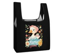 Cute Mama Goose Reusable Shopping Bag Large Grocery Bags Foldable in A Pouch Washable Eco Tote Handbag