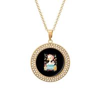 Cute Mama Goose Stylish Circle Necklace Pendant Multicolored Diamond Necklaces Jewelry Gift for Women