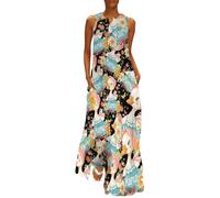 Cute Mama Goose Women's Sleeveless Maxi Dresses Floral Hem Loose Sundress Fashion Simple Dress with Pockets S