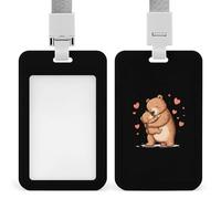 Cute Mammy Bear Push-Pull ID Badge Holder Vertical Clear Holders with Lanyard Key Card Work Clip for Office Men Women
