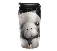 Cute Manatee1 Reader Travel Coffee Mug Insulated Tumbler Cup with Lid Double Wall