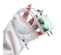 Cute Marble DIY Cable Protectors Set for iPhone 14 13 12 11 Pro X Charger with Gold Glitter Marble Design, Data Line Wire Saver Lightning Cable Charger Protector Cover for iPhone-Green