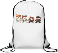 Cute Martial Arts Animal Warriors Gym Sack Casual Drawstring Bag White