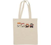Cute Martial Arts Animal Warriors Natural Cotton Tote Bag White