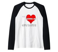 Cute matching couple 60 70s 80s heart She loves me out loud Raglan Baseball Tee