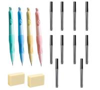Cute Mechanical Pencil Set, 4Pcs 2mm Ergonomic Grip Pencil with 80Pcs Lead Refills and 2 Erasers for Writing Drawing Home Office School Supplies