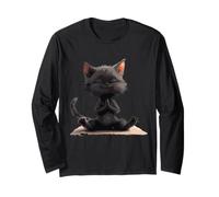 Cute Meditating Cat Peaceful Zen Vibes Long Sleeve T-Shirt