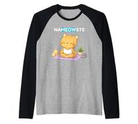 Cute Meditating Cat with Calm Cozy Vibes Raglan Baseball Tee