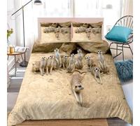 Cute Meerkat Duvet Cover King Sets 3D Printed Microfiber Zoo Bedding Set Ultra-Soft Quilt Cover 240 x 220 cm with Zipper Closure and 2 Pillowcases 50x75 cm a.298