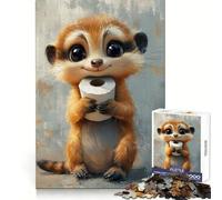 Cute Meerkat Holding Toilet Paper Roll 1000 Pieces Jigsaws Adults Puzzles Mind Exercise Pastime Game Family Play Thoughtful Gift (38x26cm)