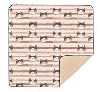 Cute Meow Cats Orange Large Stylish Baby Play Mat for Indoor Outdoor Waterproof Travel Play Mat for Baby Kids Toddlers Infants, 50'' x 50''