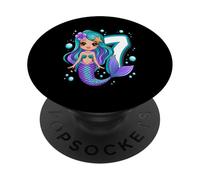 Cute Mermaid 7th Birthday Girl Under The Sea Party PopSockets Adhesive PopGrip