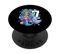 Cute Mermaid 7th Birthday Girl Under The Sea Party PopSockets Adhesive PopGrip