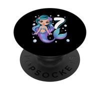 Cute Mermaid 7th Birthday Girl Under The Sea Party PopSockets Adhesive PopGrip
