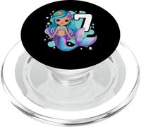 Cute Mermaid 7th Birthday Girl Under The Sea Party PopSockets PopGrip for MagSafe