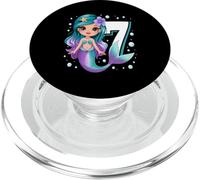 Cute Mermaid 7th Birthday Girl Under The Sea Party PopSockets PopGrip for MagSafe