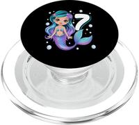 Cute Mermaid 7th Birthday Girl Under The Sea Party PopSockets PopGrip for MagSafe