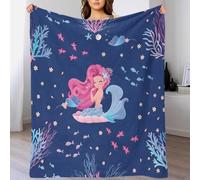 Cute Mermaid Little Fishes 3D Printed Throw Blanket Plush Sherpa Blankets Kids Gift Couch Sofa Soft Cozy Flannel Fleece Blanket Machine Washable Original Concept 70x80inch(180x200cm)