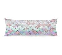 Cute Mermaid Pastel Purple Pillow Case - Body Pillow Cover - Body Pillow Case with Zipper Closure - Breathable Long Body Pillowcase - Soft Long Pillow Cases for Body Pillows (20"x54"/ 4.6ft)