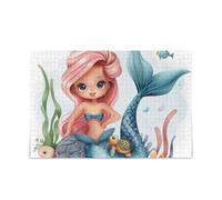 Cute Mermaid Puzzle DIY Gift Jigsaw Puzzle with Mesh Storage Bag Fun Family Activity 500 Pieces