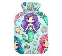 Cute Mermaid092 Hot Water Bottle with Soft Cover, Hand Warmer, Hot Water Bag for Relieving Neck and Shoulder Pain 2 Liters