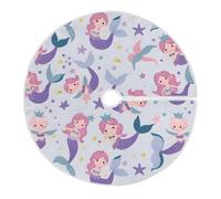 Cute Mermaids Christmas Tree Skirt Ornament 48inch Diameter Christmas Decoration New Year Party Supply