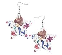 Cute Mermaids Star Shape Shaped Leather Earrings Women Girls Simple Dangle Earrings Gifts for Her