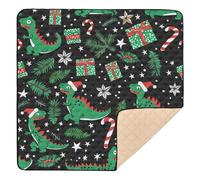 Cute Merry Christmas Dinosaurs Candy Cane Cute Baby Crawling Mat for Indoor Outdoor Comfortable Foldable Playroom Activity Mat for Newborns Babies Infants Toddlers, 50'' x 50''